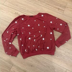Wildfox Burgundy Sweater with White Celestial Design